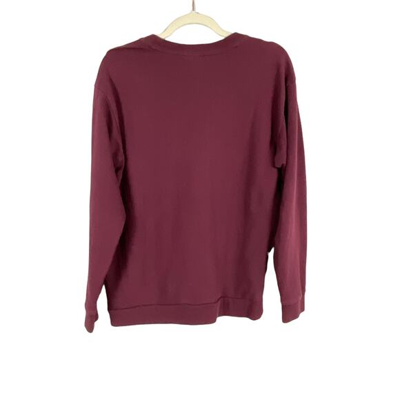 PINK Victoria's Secret Cozy Burgundy Maroon Oversize Drop Sleeve Sweatshirt XS - Picture 3 of 6